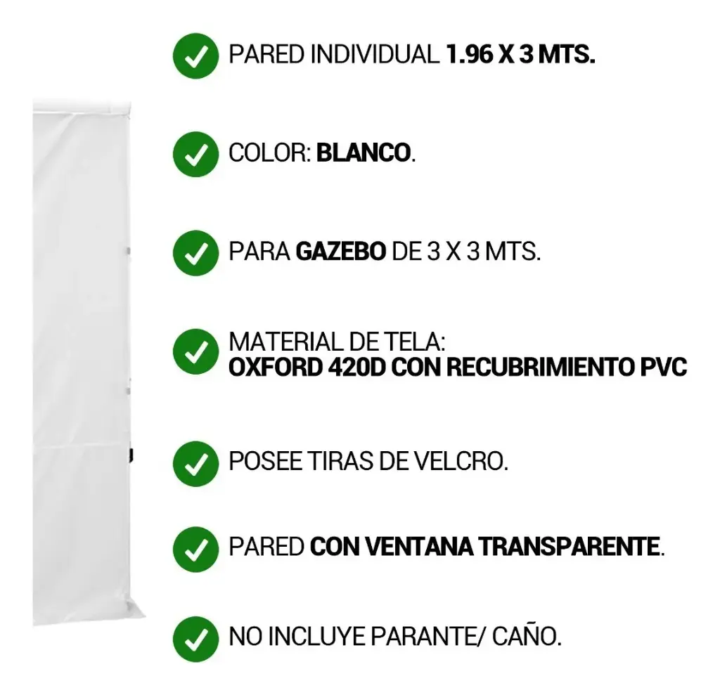 Pared Gazebo 3m Transparente 