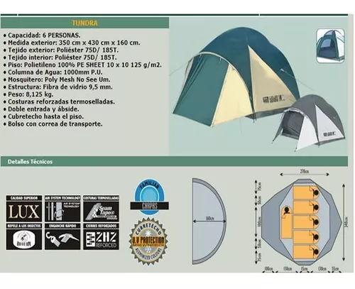 CARPA 6 PERS.TUNDRA 3,40 X 2,70 X 1,80