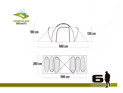 Carpa 6 pers. River (5.80x2.80x1.80)