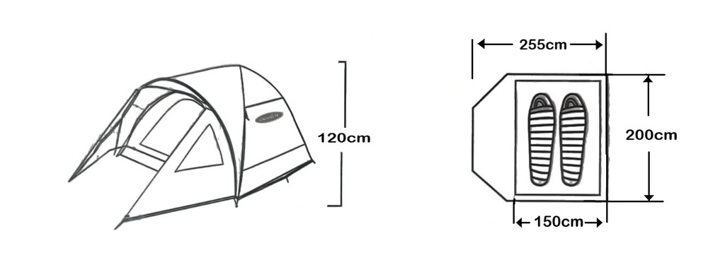 Carpa Cyclone 2 pers. Ocelot (3.15x1.40x110)