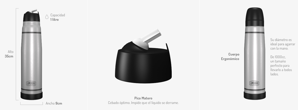 Termo Acero Luminox 1L Plateado