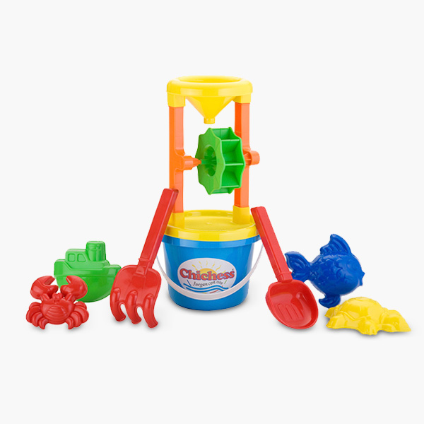 710 Chichess Balde, molino, pala y rastrillo Ch, 4 moldes