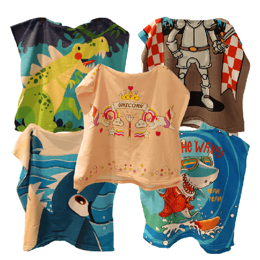 Poncho infantil estampado City Blanco