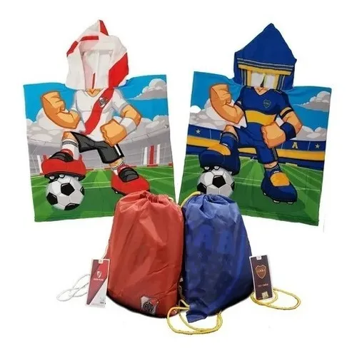Poncho toalla futbol River/Boca